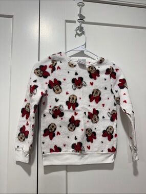 Girls' Minnie Mouse Fleece Sweatshirt - White & Red